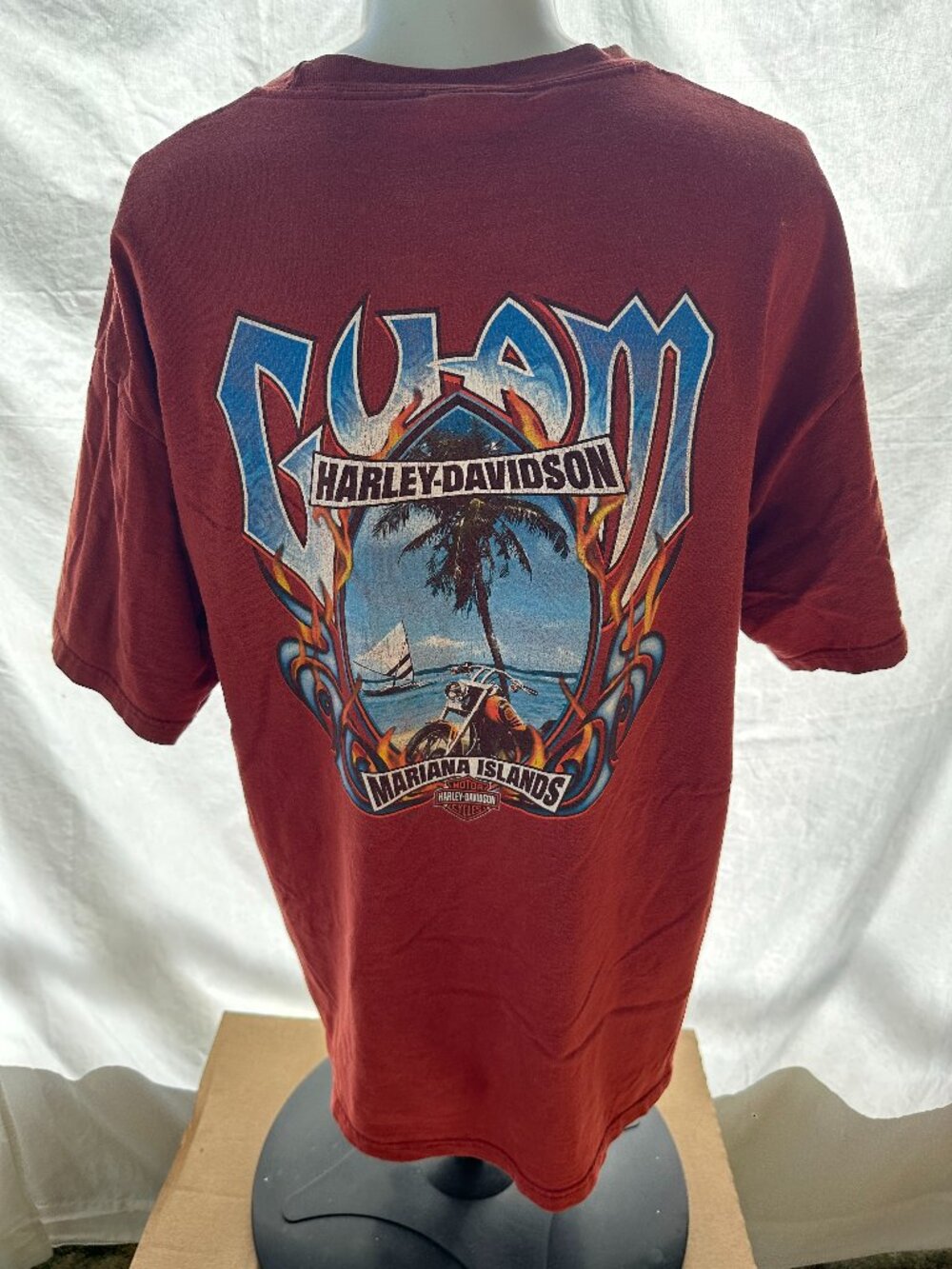 Harley Davidson Guam Saipan Mariana Islands Men's Maroon Shirt XL